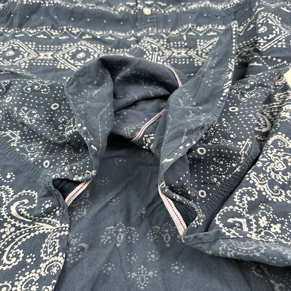 Banana Republic Bandana Shirt Men Small Camden Fit Blue All Over Print Cotton - Picture 5 of 12